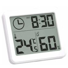 Digitales Hygrometer mit großem Display, Uhr und Kalender, multifunktionales Thermometer für umfassende Umweltüberwachung (Hohe Genauigkeit)