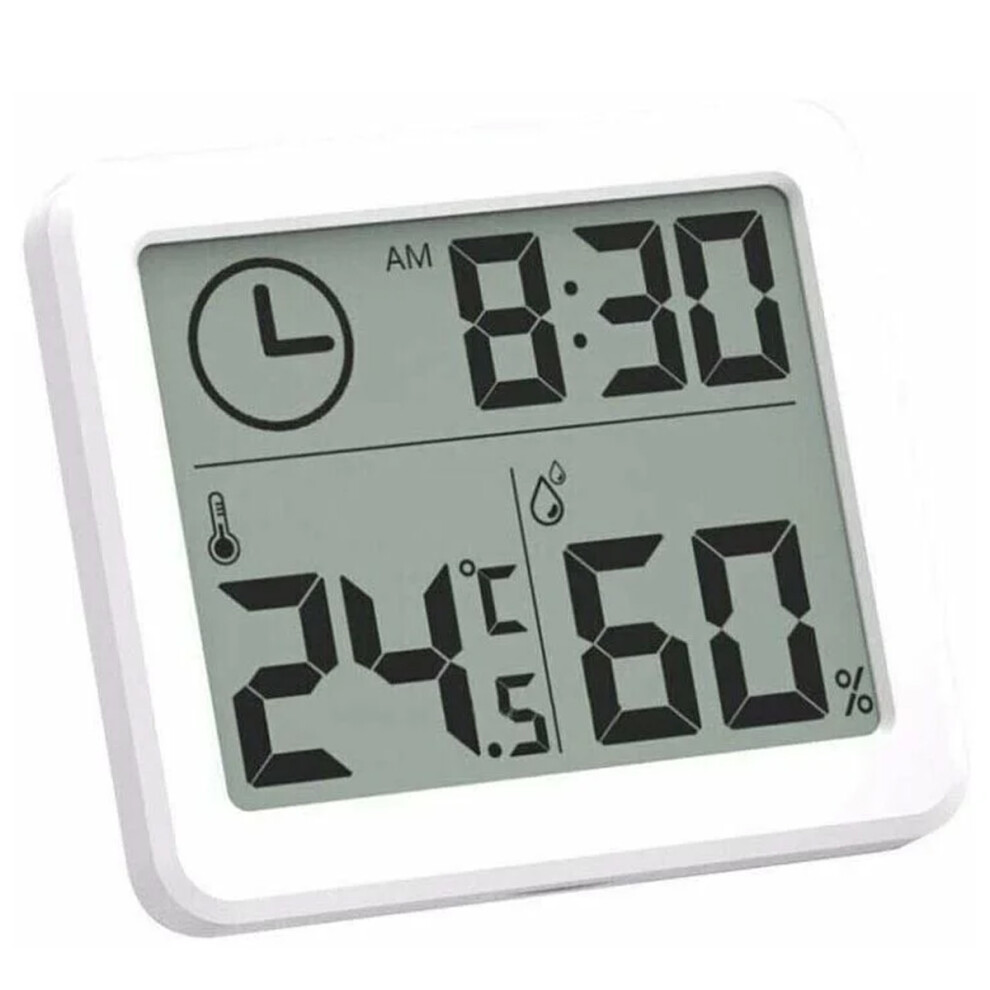 Hygrometer with LCD Display and Comfort Indicator, Multi-Functional Digital Thermometer for Indoor Environments (Clock and Calendar, Real-Time