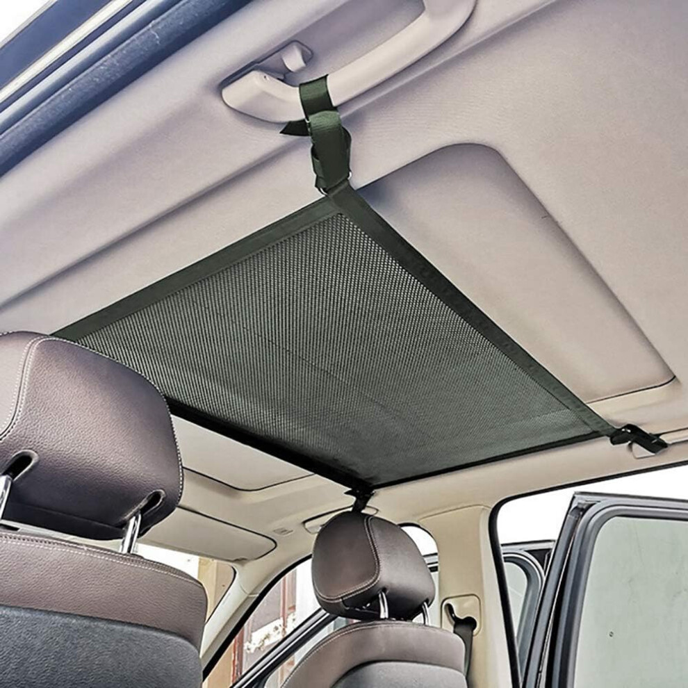 Car Camping Essentials, Universal Fit Car Ceiling Cargo Net Pocket For Super Convenient Road Trip Accessories, Easy Installation Roof Cargo Net 9358999375229
