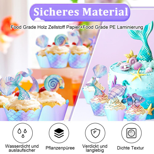 Είδη πάρτι γοργόνας, διακοσμητικά για cupcakes από μπαμπού σε σχήμα στικ τροφίμων με 1