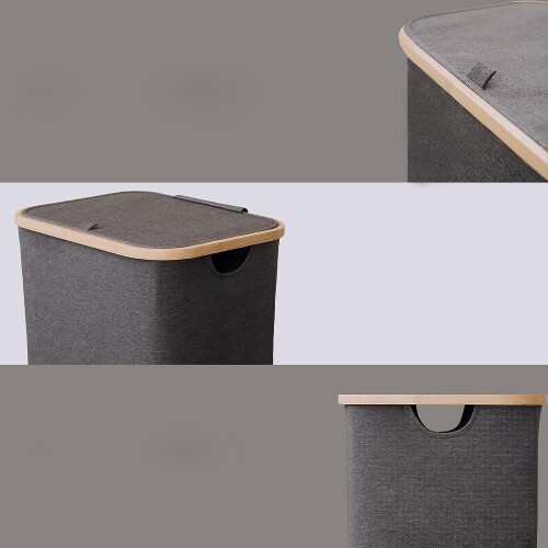 Collapsible Laundry Hamper, Tall Laundry Basket with Bamboo Handles for Efficient Space Management 1