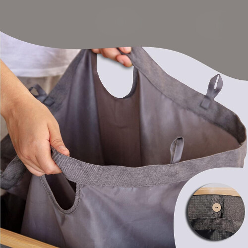 Collapsible Laundry Hamper, Tall Laundry Basket with Bamboo Handles for Efficient Space Management 2