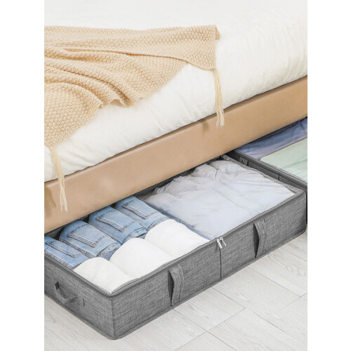Under Bed Storage Containers, Large Capacity Non-woven Fabric Bins, Saving Space with Collapsible Design, Versatile for Various Storage Needs, Grey 2