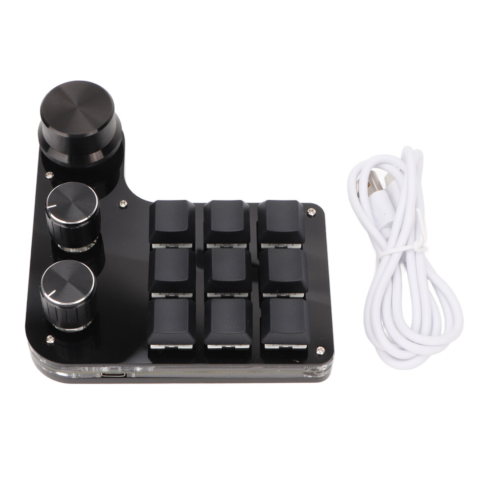 Compact Macro Pad, Innovative 9-Key Programmable Gaming Keyboard With 3 Multi-Function Knobs For Seamless Control, User-Friendly Interface And Wide 9405630484076