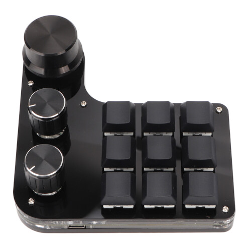 9-Key Programmable Macro Pad, Versatile 3 Multi-Function Knob Control Center, User-Friendly Interface And RGB Backlighting, Ideal For Gaming, Office, 1