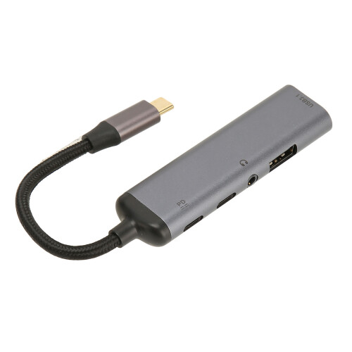 Σταθμός σύνδεσης USB C με υποδοχή μικροφώνου και έξοδο ακουστικών, διανομέας USB 5 σε 2