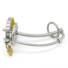 304 Stainless Steel Male Chastity Cage with Lock and Plug for BDSM Play Enhancement 48mm