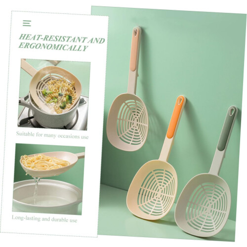 Long Handle Pasta Strainer Spoon Durable Plastic Slotted Serving Spoon for Cooking Noodles 2