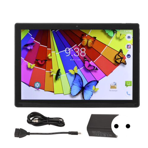 Android-tablet van 10,1 inch met HD-touchscreen, Android-besturingssysteem, multicore-processor, IPS-scherm, lange batterijduur en