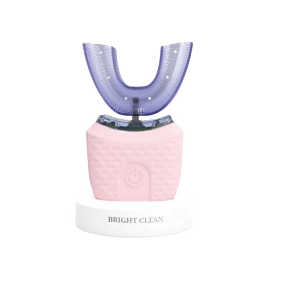 Pink Electric Toothbrush Ushaped 360 Automatic With Led Whitening, Ipx7 Waterproof Sonic,