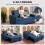 Homcom HOMCOM 2 Seater Pull Out Sofa Bed with Pockets for Living Room Dark Blue 4
