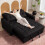 Homcom HOMCOM 2 Seater Pull Out Sofa Bed with Pockets for Living Room Black 8