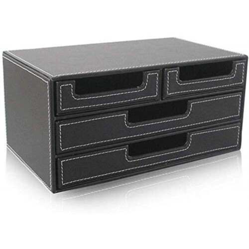 File Cabinet Organizer With Drawers And Storage Boxes For Office Desktop Black