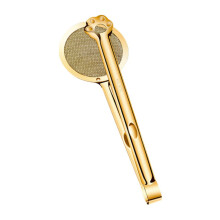 304 Stainless Steel Strainer Spoon with Oil Filter Clip, AntiSkid Long Handle, Gold 33.5x11.5cm