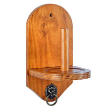 WallMountable Pine Cone Chalk Holder Walnut Finish Lion Head Ring Decoration Simple Installation Game Room Pool Table