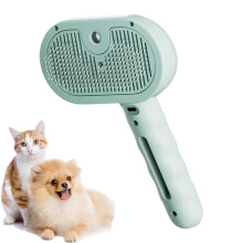 Cat Steamer Brush - USB Rechargeable Pet Grooming Comb with 35ml Water Tank for Gentle Dog Shedding, Portable Green Groomer
