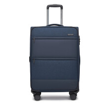 (Navy, 28Inch) 20/24/28Inch Soft Shell Suitcase Set Travel 4 Wheels Hand Luggage Check In Case