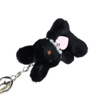 Cute Little Rabbit Keychain with Pearls Beaded Heart-Pink