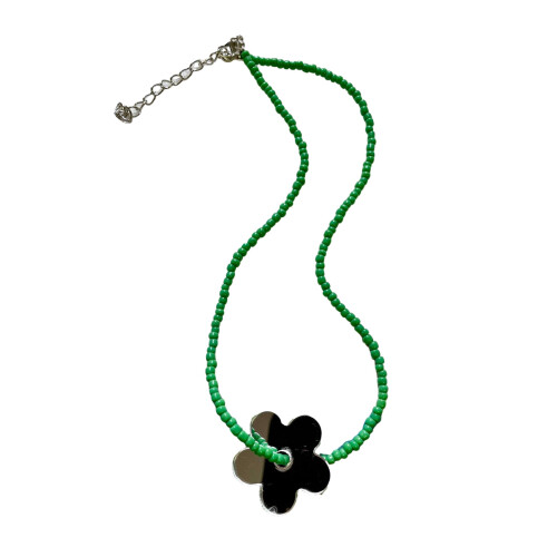 Collier ras du cou en perles de fleurs, pendentif de Style-Vert