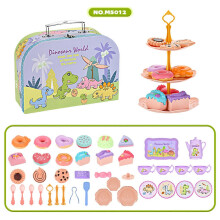 (dinosaur tea set aft) Teapot Toy Set PlayHouse Toy For Girl Dessert Toy Set AfternoonTea Toy Set Simulation Kitchen Toy Role-playing Toy