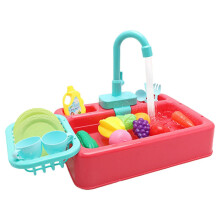 (Red) Dish Wash Toy Kitchen Toy PlayHouse Toy Role-playing Toy Sink Toy Dishwasher Playing Toy With Running Water Yellow