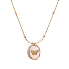 Irregular Shaped Locket Necklace Butterfly Charm Designes Collar