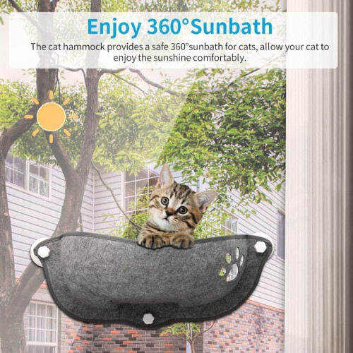 Cat Window Perch Hammock Foldable For Indoor Cats 360 Degree Sunbath Large Cats Black 1
