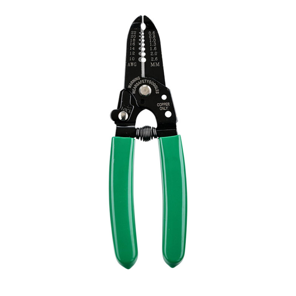 Electrician's Wire Stripper Crimping Tool, Carbon Steel Construction, Cable Cutter Pliers, Green 9426802520422