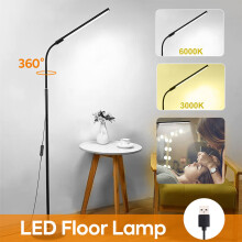 Sophisticated LED Floor Lamp, Featuring Eyes Protection & Solid Base, Ideal Bedroom Floor Lamp for Peaceful Sleep (Warm Light, 1.5m USB Cable)