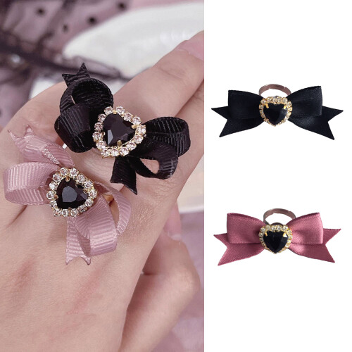 Adjustable Rings Bowknot Shape Dating Rings Alloy-        black 1