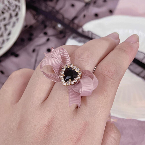 Adjustable Rings Bowknot Shape Dating Rings Alloy-        black 2