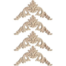Aplicație sculptată în lemn, decal elegant din lemn pentru mobilier, decor pentru mobilier nevopsit din lemn de cauciuc, aplicații creative DIY