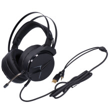 USB Gaming Headset with 7.1 Virtual Surround Sound, Noise Canceling Mic and Comfort Design for PC PS4 Xbox Switch LED Illuminated Earmuffs