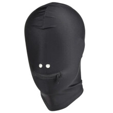 Head Mask With Zip For The Mouth, Full Face Mask For Men And Women, One Size, Black, Breathable Nose Opening