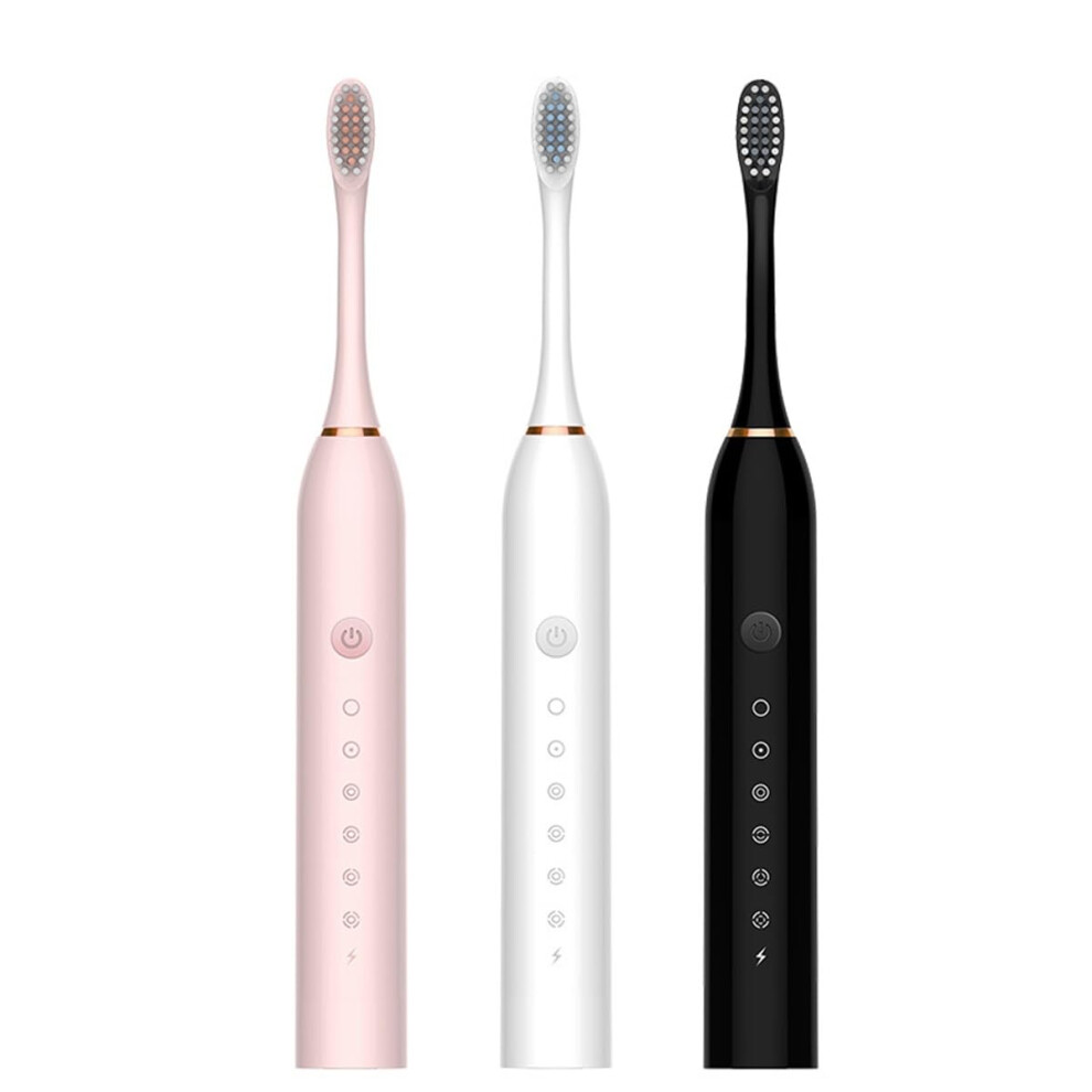 White Rechargeable Electric Toothbrush For Adults With 8 Brush Heads, 6 Modes, Ipx7 Waterproof,