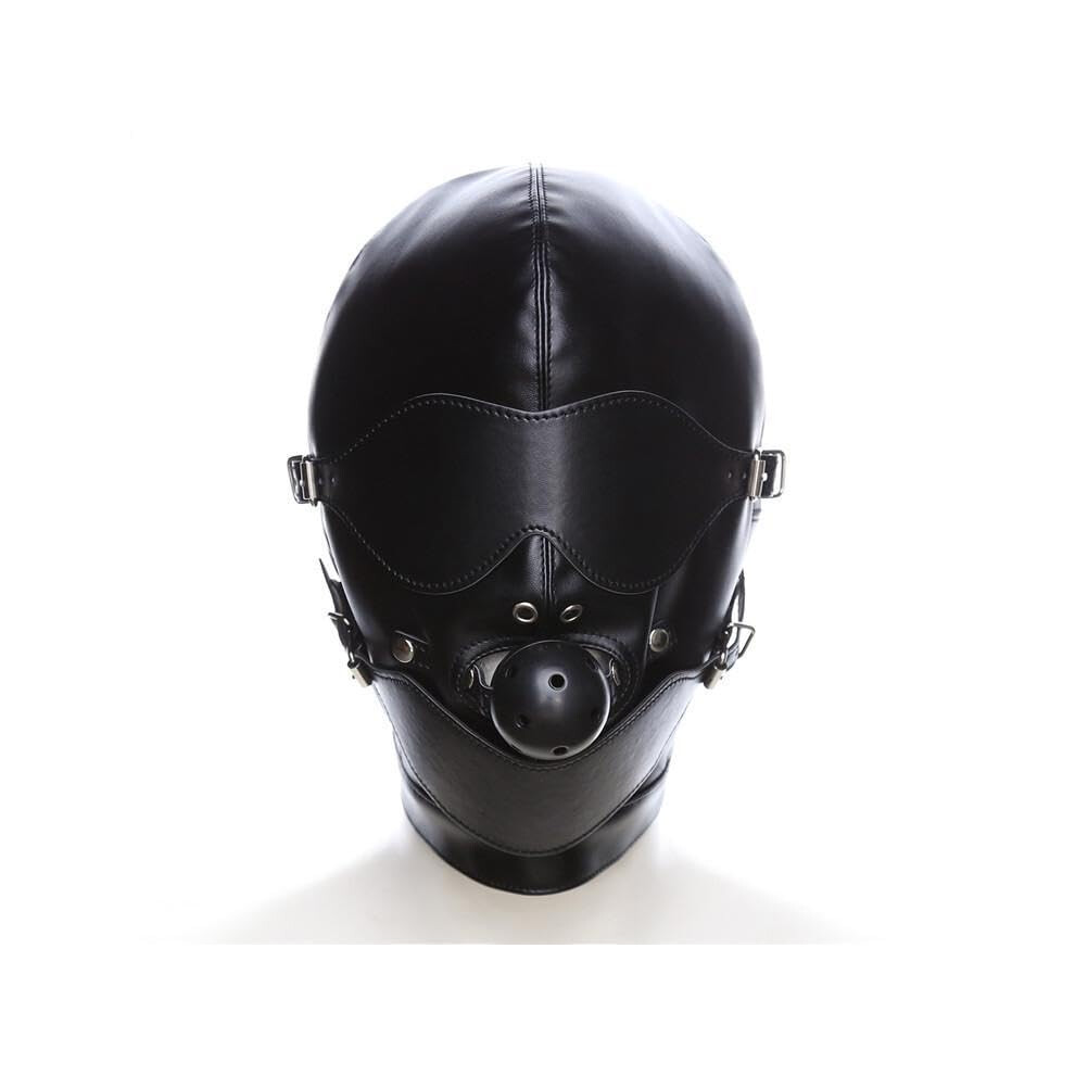 Black Bdsm Fetish Mask - Adjustable Latex Face Mask For Role Play And Kink Activities