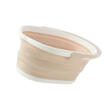 Folding Plastic Mop Bucket for Floor Cleaning, LeakResistant, SpaceSaving, Beige, for Hardwood and Tile