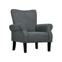 HOMCOM Upholstered Accent Chair with Rolled Arms and Wood Legs, Armchair for Living Room Bedroom, Grey