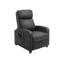 HOMCOM Reclining Armchair, faux leather reclining chair with massage function, suitable for home cinema lounges, black