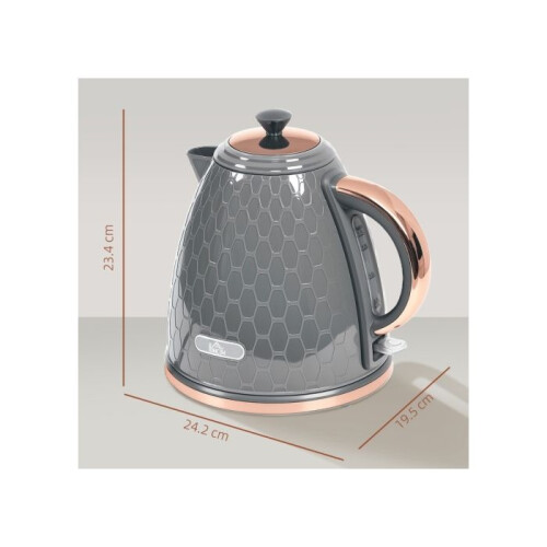 HOMCOM 3kW Rapid Boil Honeycomb Kettle - Grey. 2
