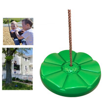 Altalena a disco in plastica resistente per bambini, verde, con corda in PE, per giochi all'aperto