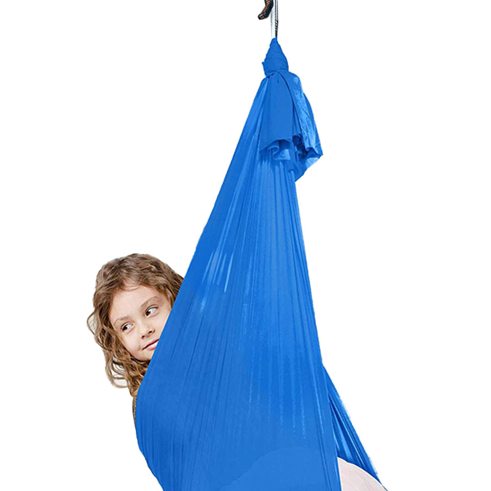 Children Elastic Sensory Swing Indoor Outdoor Yoga Hammock 1X2.8m Dark/Blue