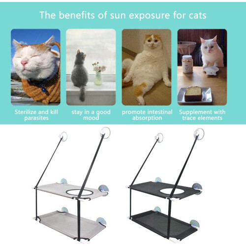 Cat Window Hammock DoubleLayer Design With Strong Suction Cups, Window Perch For Cats Fits Most Windows 2