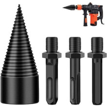 45mm Firewood Splitter, Blackened Finish Heavy Duty Drill Bit with Interchangeable Handle for Electric Drill & Hammer Machine Sets, High Efficiency &