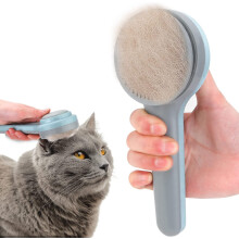 Escova essencial para higiene de animais de estimação, durável e confiável, com função de autolimpeza por botão, perfeita para animais com