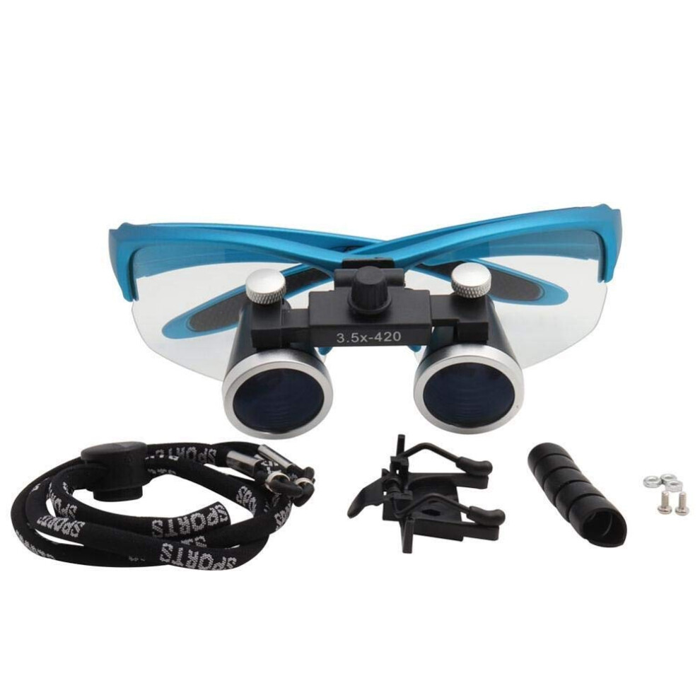 Blue Head Mounted Magnifier 2.5X/3.5X 3.5X420mm Binocular Dental Loupe Dental Lab Medical Magnifier