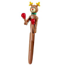 (Brown) Decompression Pen Press Movable Boxing Pen Cartoon Shape Writing Fluently Ultra-Fine Point Creative
