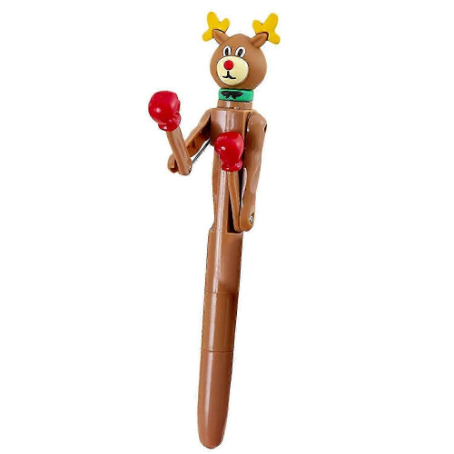 (Brown) Decompression Pen Press Movable Boxing Pen Cartoon Shape Writing Fluently Ultra-Fine Point Creative