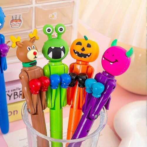(Brown) Decompression Pen Press Movable Boxing Pen Cartoon Shape Writing Fluently Ultra-Fine Point Creative 1