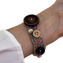 Bracelet mignon de Style Harajuku tissé avec boutons en-Kaki